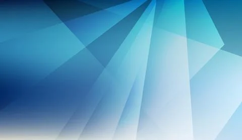 Abstract blue background with dynamic geometric shapes and soft light rays for Stock Illustration