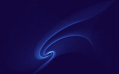 Abstract blue background with a dynamic wave of particles neon light effect, Stock Illustration