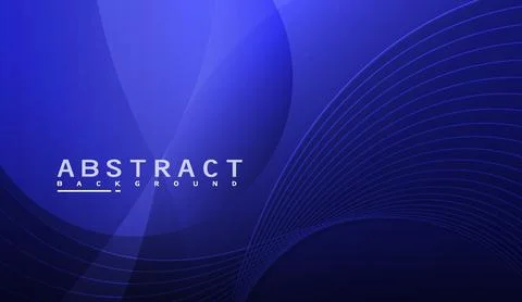 Abstract blue background with dynamic wave lines and glowing geometric shapes Stock Illustration
