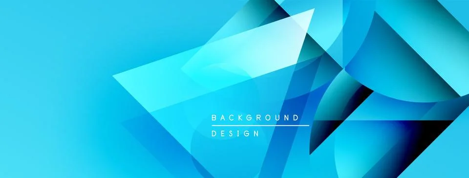 Abstract blue background features geometric shapes, gradients. Modern design Illustrazione stock