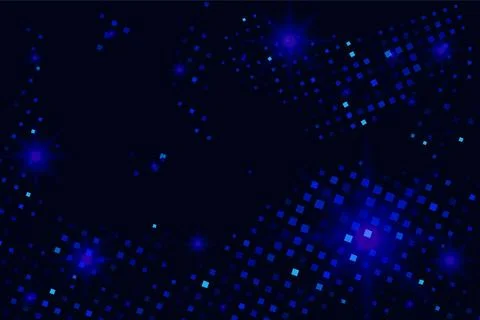 An abstract blue background features glowing stars and bright particles floating 스톡 일러스트
