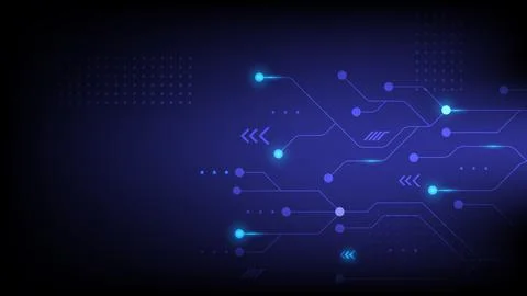 Abstract blue background featuring glowing circuit lines and data flow Stock Illustration