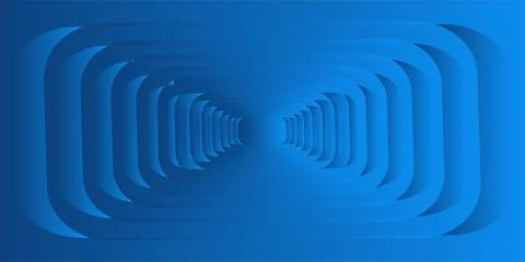 Abstract blue background featuring a symmetrical tunnel of curved lines creating Stock Illustration