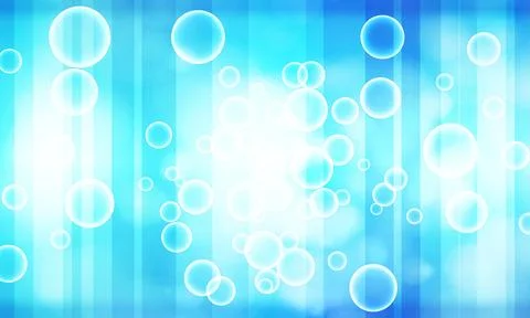 Abstract blue background with floating bubbles and vertical stripes light effect Stockillustratie