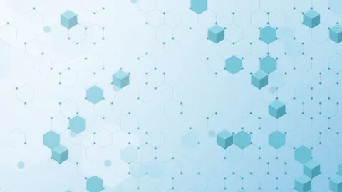 Abstract Blue Background With Floating Geometric Cube Shapes And Particles. Stock Footage 341775477