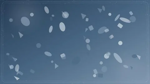 Abstract blue background with floating geometric shapes and soft bokeh ligh.. Stock Illustration