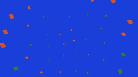 Abstract blue background with floating orange and green squares Stockillustratie