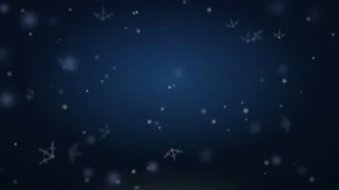 Abstract blue background with floating white particles and snowflakes falling Stock Footage 345427518