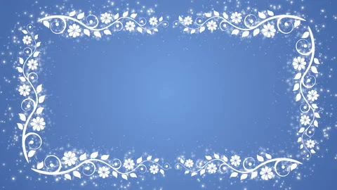 Abstract blue background with flower frame and glowing particles Stock Footage 89460584