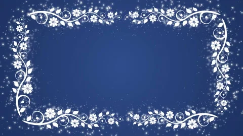 Abstract blue background with flower frame and glowing particles Stock Footage 89460896