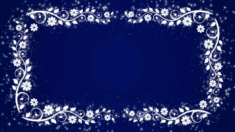 Abstract blue background with flower frame and glowing particles Stock Footage 89598446