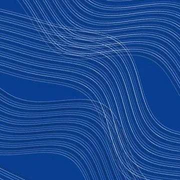 Abstract Blue Background with Flowing White Wavy Lines, Modern Minimalist Stock Illustration