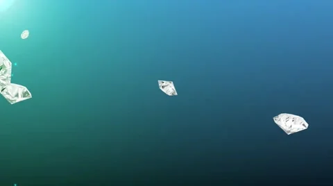 Abstract blue background with flying rotating diamonds Stock Footage 41150082