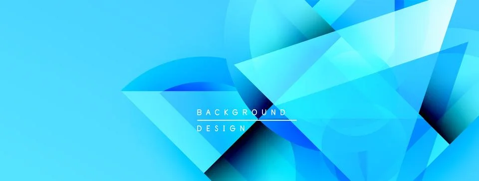 Abstract blue background. Geometric shapes overlap, creating dynamic visual Stock Illustration