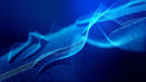 Abstract blue background of glow particles form lines, surfaces as futuristic Stock Illustration