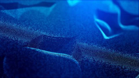 Abstract blue background of glow particles form lines, surfaces as futuristic Stock Illustration