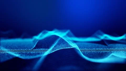 Abstract blue background of glow particles form lines, surfaces as futuristic イラスト素材