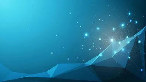 Abstract blue background with glowing dots and connected lines representing.. Stock Illustration