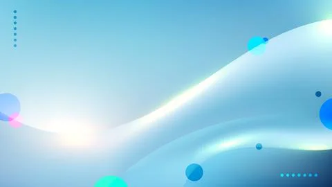 Abstract blue background with glowing fluid waves and colorful geometric ci.. Stockillustratie