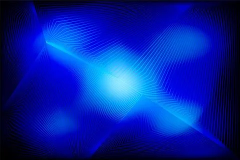 Abstract blue background with glowing light rays and a wavy digital pattern Stock Illustration