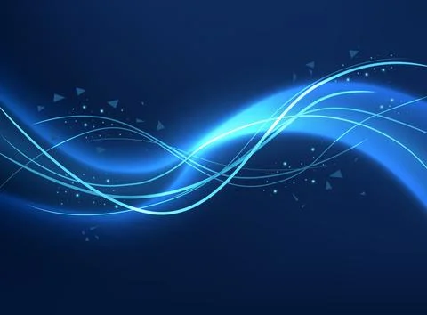 Abstract blue background glowing neon wave lines and dynamic light streaks... イラスト素材