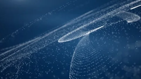 Abstract Blue Background with Glowing Particle Trails and Swirls Stock Footage 299238514