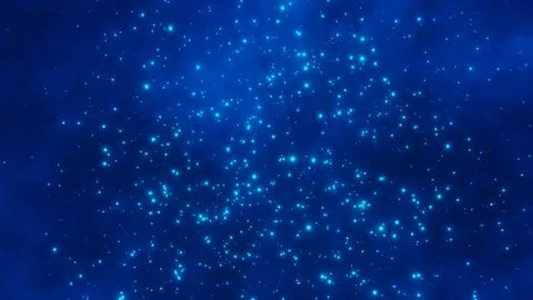 Abstract blue background with glowing particles and a sense of depth Stock Illustration