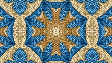 Abstract blue background with gold patterns for the design of textiles Stock Illustration