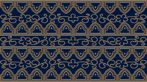 Abstract blue background with gold patterns, raster image for the design of t Stock Illustration