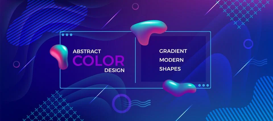 Abstract blue background. Gradient modern shapes. 3D geometric liquid graphic Stock Illustration