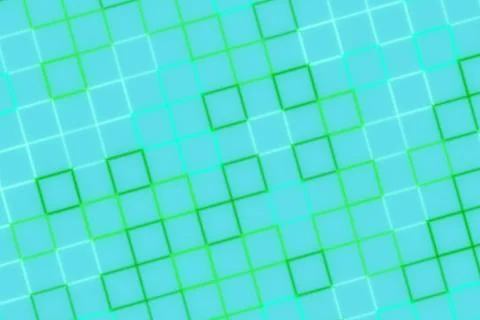 Abstract blue background with green square grid pattern Stock Illustration