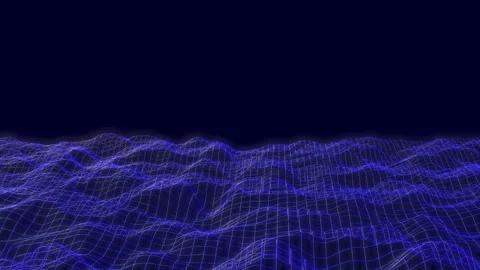 Abstract blue background with grid mesh, lines, waves geometric animation Stock Footage 268881578