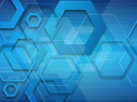 Abstract Blue Background With Hexagon 스톡 일러스트