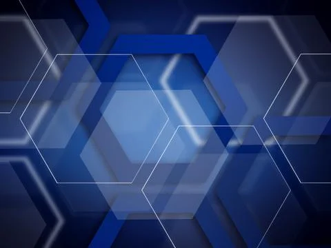 Abstract Blue Background With Hexagon 스톡 일러스트
