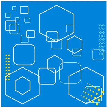 Abstract blue background with hexagons and yellow dots. Abstract background Stock Illustration