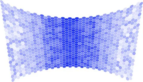 Abstract blue background of hexagons in the form of a concave surface. イラスト素材
