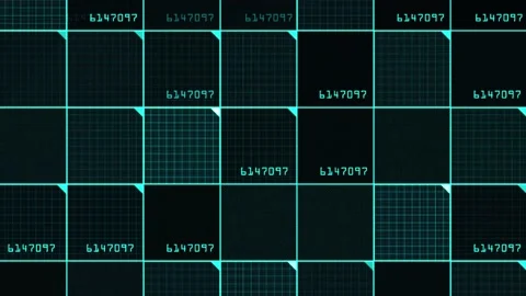 Abstract blue background HUD squares and numbers in motion. High tech futuristic Stock Footage 171132779
