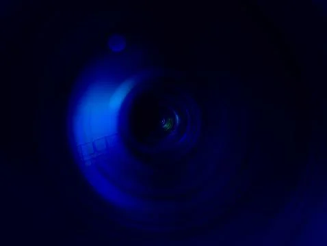Abstract blue background with lens and bokeh defocused lights Stock Illustration