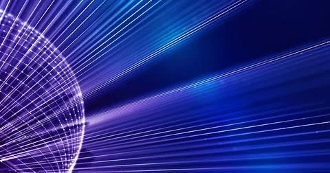 Abstract blue background with lines and lights opening a data portal. Stock Illustration