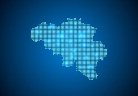 Abstract blue background with map, internet line, connected points. map with  Stock Illustration
