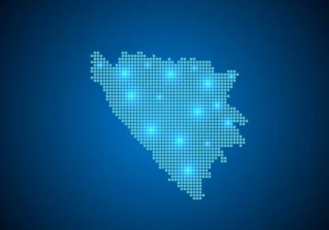 Abstract blue background with map, internet line, connected points. map with  Stock Illustration