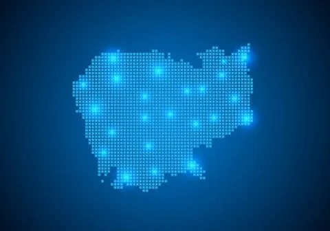 Abstract blue background with map, internet line, connected points. map with  Stock Illustration