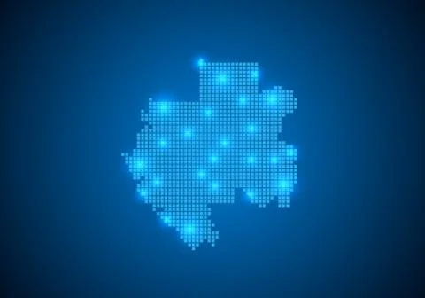 Abstract blue background with map, internet line, connected points. map with  Stock Illustration