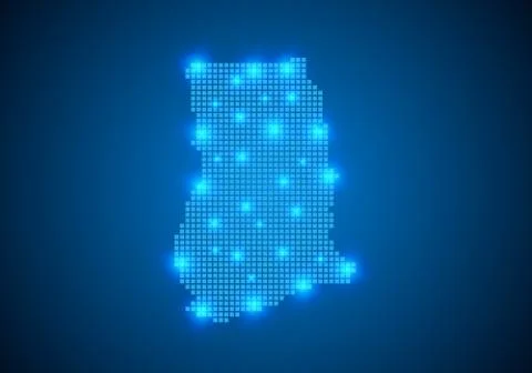 Abstract blue background with map, internet line, connected points. map with  Stock Illustration