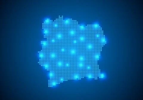 Abstract blue background with map, internet line, connected points. map with  Stock Illustration