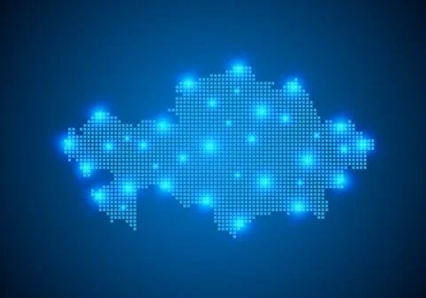 Abstract blue background with map, internet line, connected points. map with  Stock Illustration