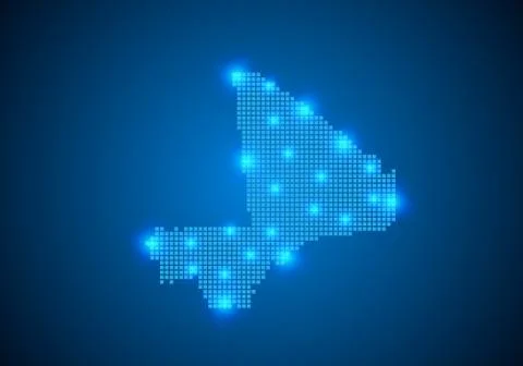 Abstract blue background with map, internet line, connected points. map with  Stock Illustration