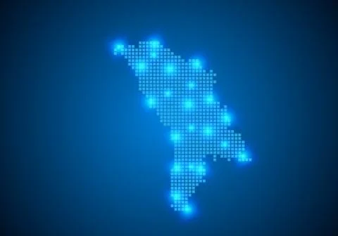 Abstract blue background with map, internet line, connected points. map with  Stock Illustration