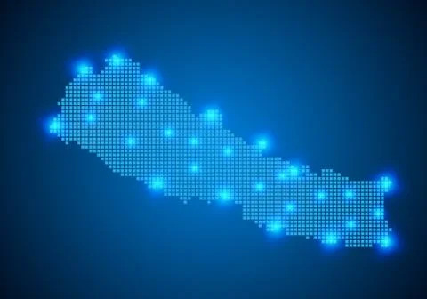 Abstract blue background with map, internet line, connected points. map with  Stock Illustration