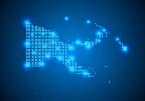 Abstract blue background with map, internet line, connected points. map with  Stock Illustration